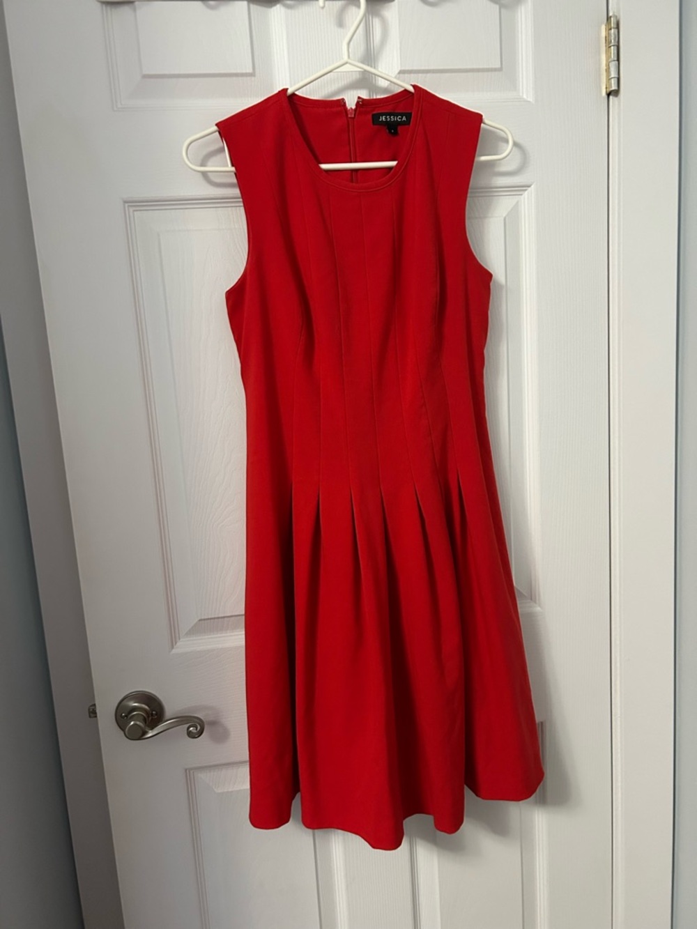 Jessica Red Sleeveless Pleated Fit-and-Flare Dress